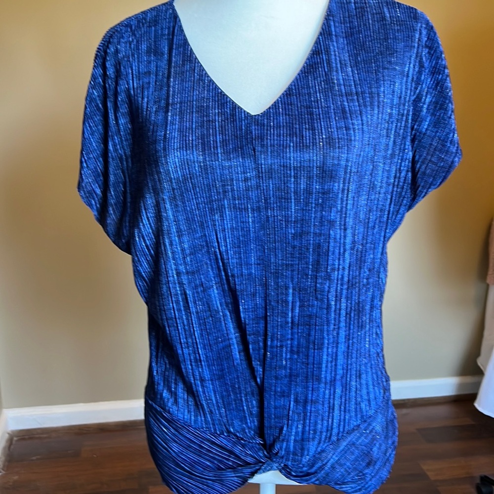 Dana Buchman blue v-neck top size small